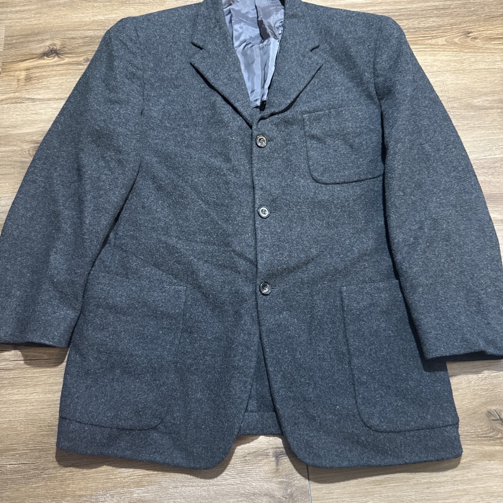 Ermenegildo Zegna Soft Black Gray Wool Cashmere Blazer Suit Coat EU 52R / US 42R - Picture 5 of 16